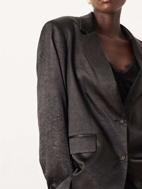 ASOS Black Textured Satin Oversized Blazer